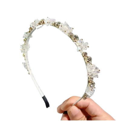 Bandeau De Sauna Strass Blanc Doré