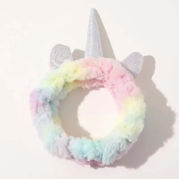 bandeau femme licorne à fourrure arc-en-ciel
