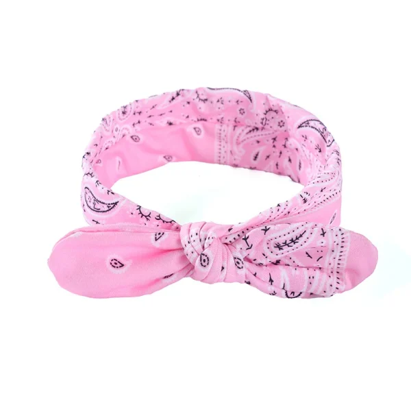 bandeau élastique floral à noeud rose