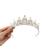 serre-tête fille couronne à perle blanc-or