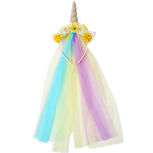 bandeau licorne pour anniversaire avec voile