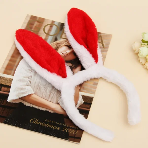 bandeau oreille de lapin peluche rose rouge