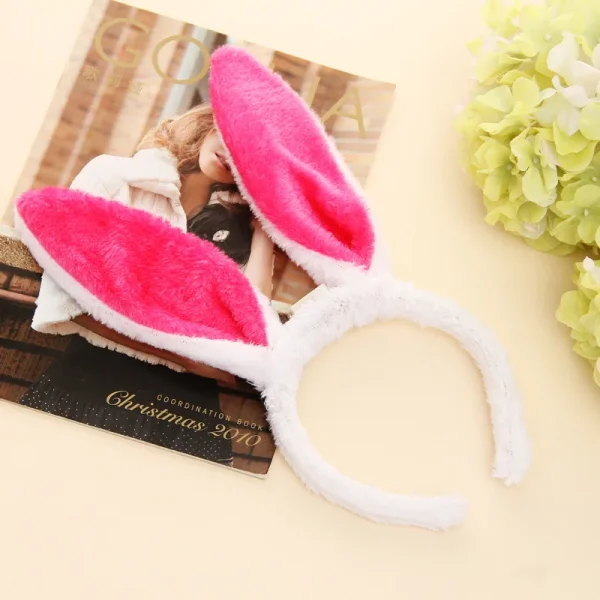 bandeau oreille de lapin peluche blanc violet