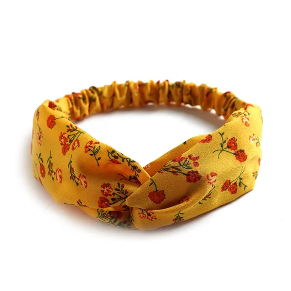 serre-tête élastique torsadé floral jaune