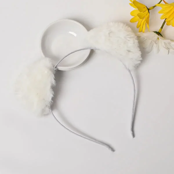 serre-tête oreille de chat peluche blanc