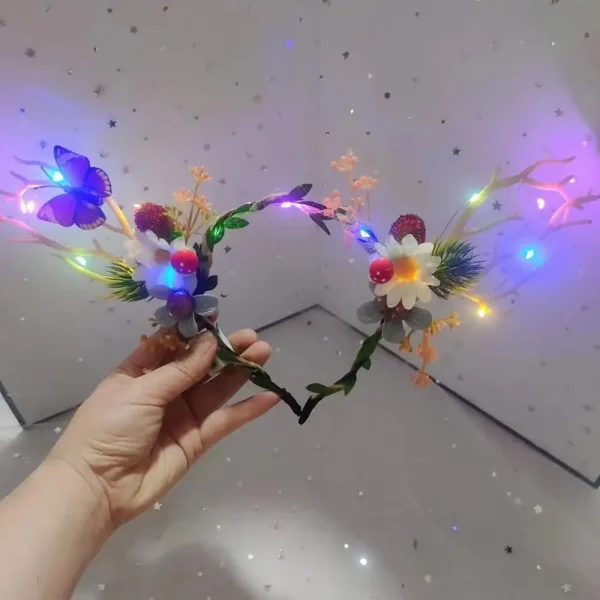 Bandeau bois de Cerf Lumineux Papillon