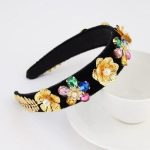 accessoire cheveux bijou noir perles dorées