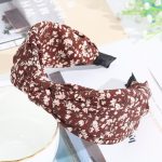 accessoire cheveux tissu fleuri marron