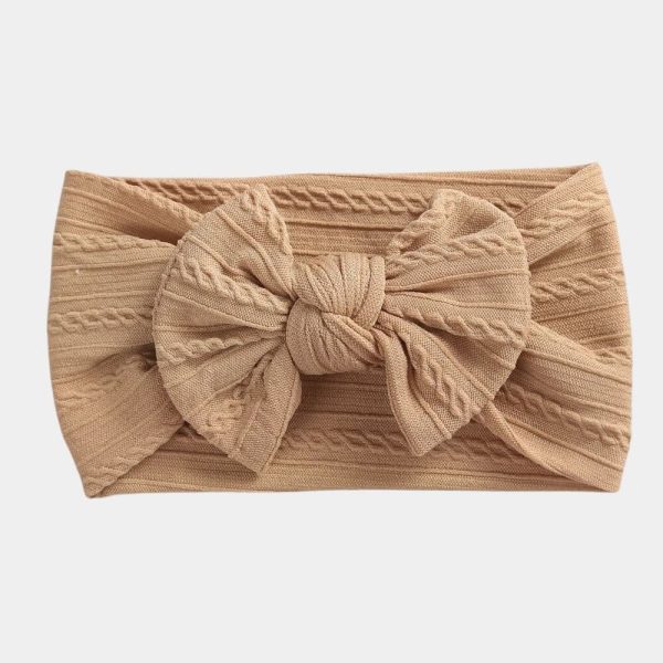 Bandeau bébé beige tan avec gros nœud