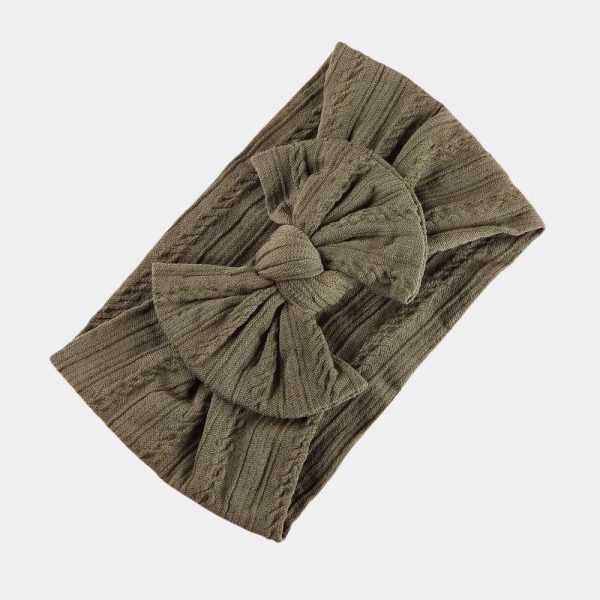 bandeau bébé marron taupe avec gros nœud