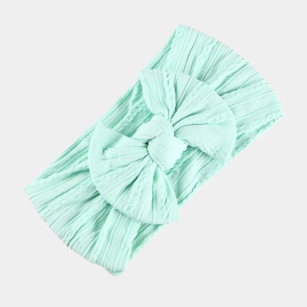 Bandeau bébé vert menthe avec gros nœud