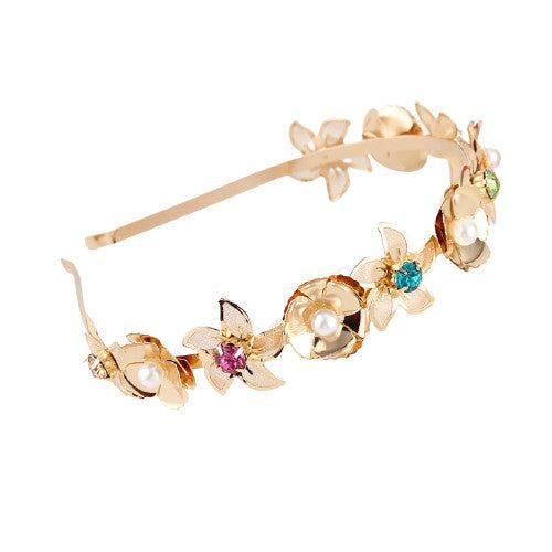 bijou de tête fleurs dorées