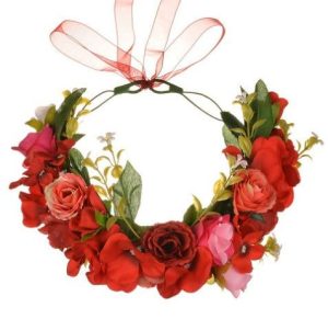 couronne de fleurs composition rouge