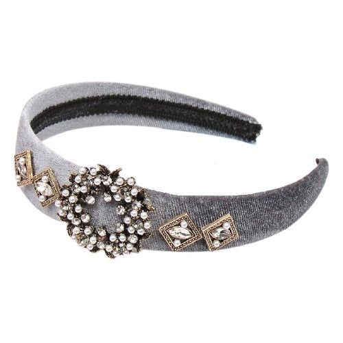 serre tête bijoux gris incrusté de cristaux