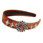 serre tête bijou marron strass et perles