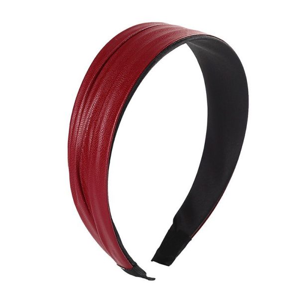 serre tête cuir bande large bordeaux