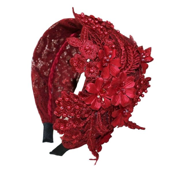 serre tête fleur rouge