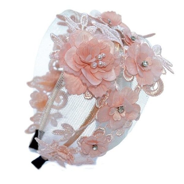 serre tête mariage rose