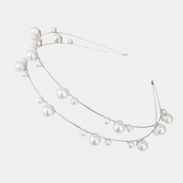 serre-tête perle double rang argenté