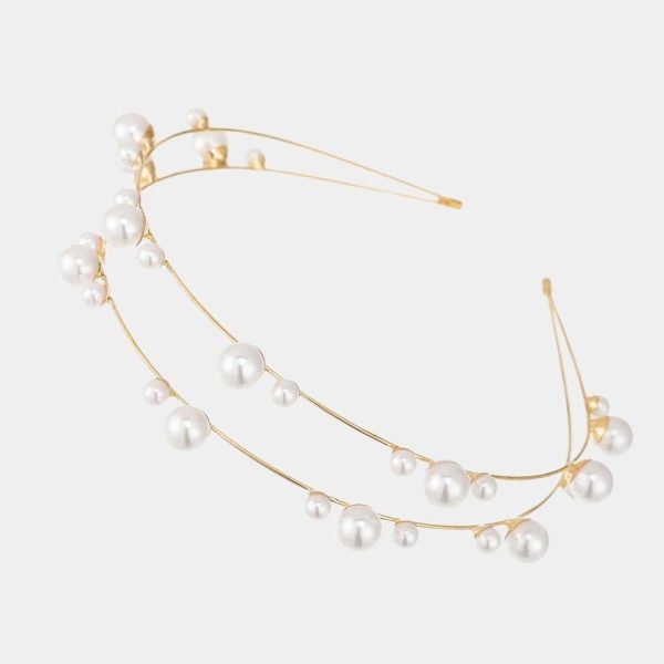 serre-tête perle double rang doré