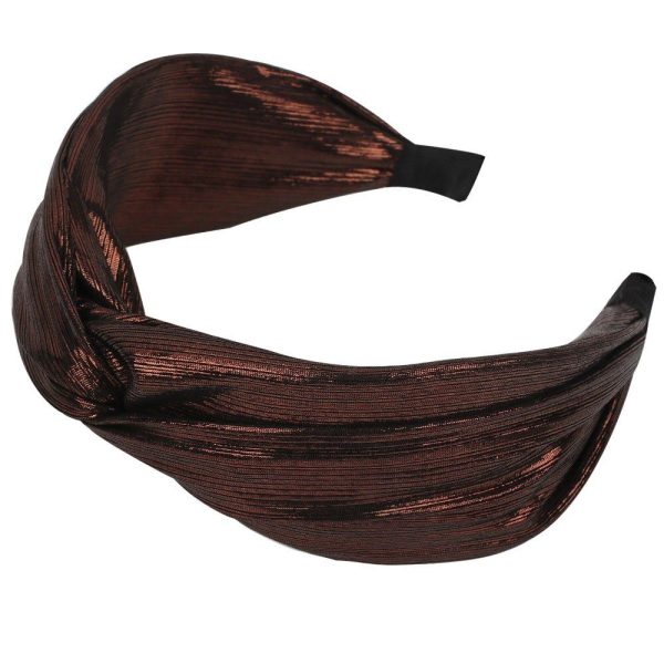 serre tête tissu brillant en satin brun chocolat