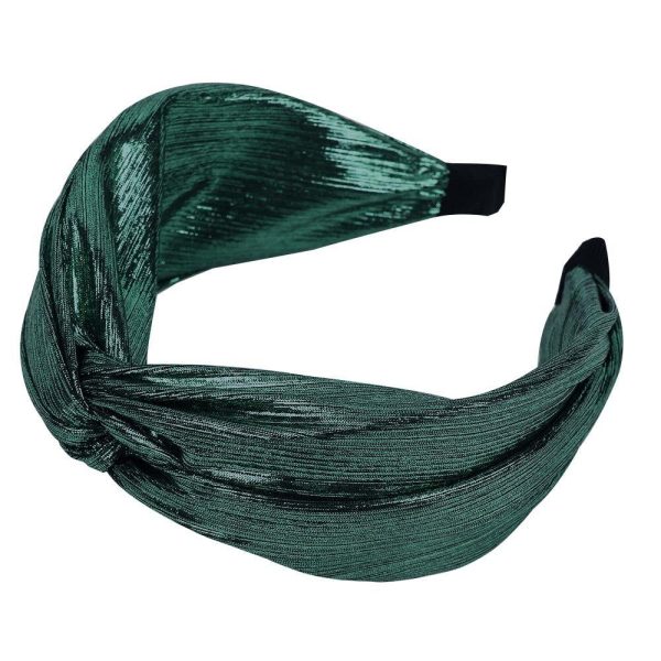 serre tête tissu brillant en satin vert émeraude