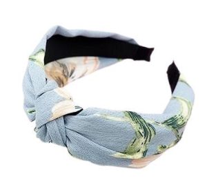 serre tête tissu fleuri bleu et rose