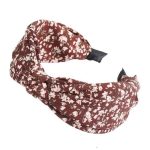 serre tête tissu fleuri marron