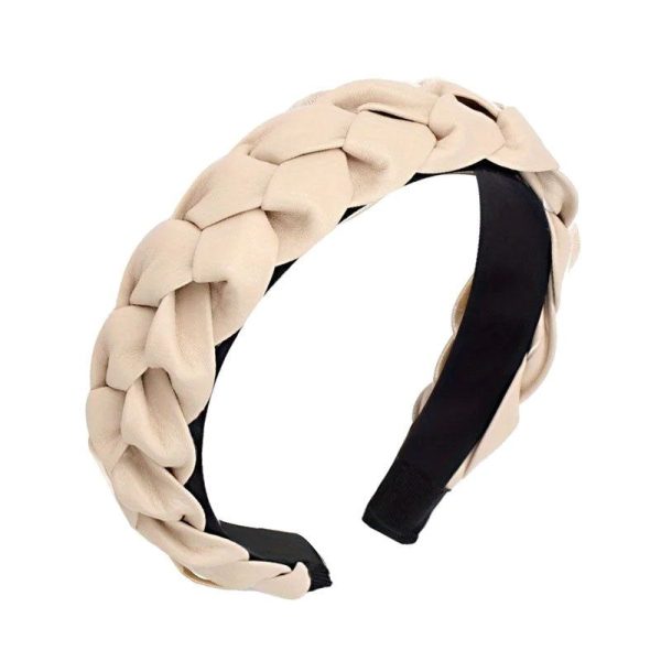 serre tête tresse en cuir blanc