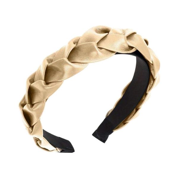 serre tête tresse en cuir doré