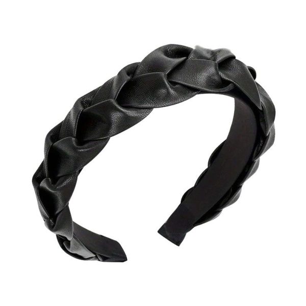 serre tête tresse en cuir noir