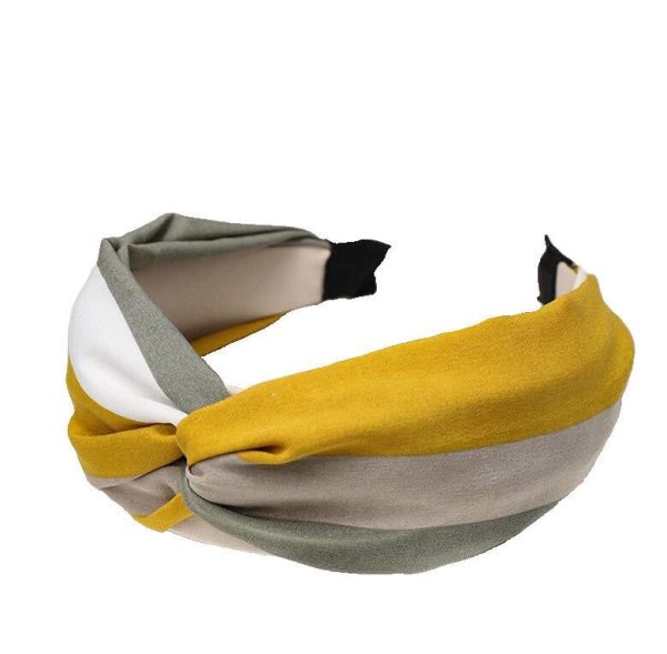 serre tête turban tricolore kaki blanc et jaune