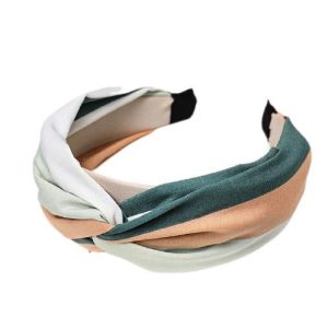 serre tête turban tricolore turquoise blanc et rose clair